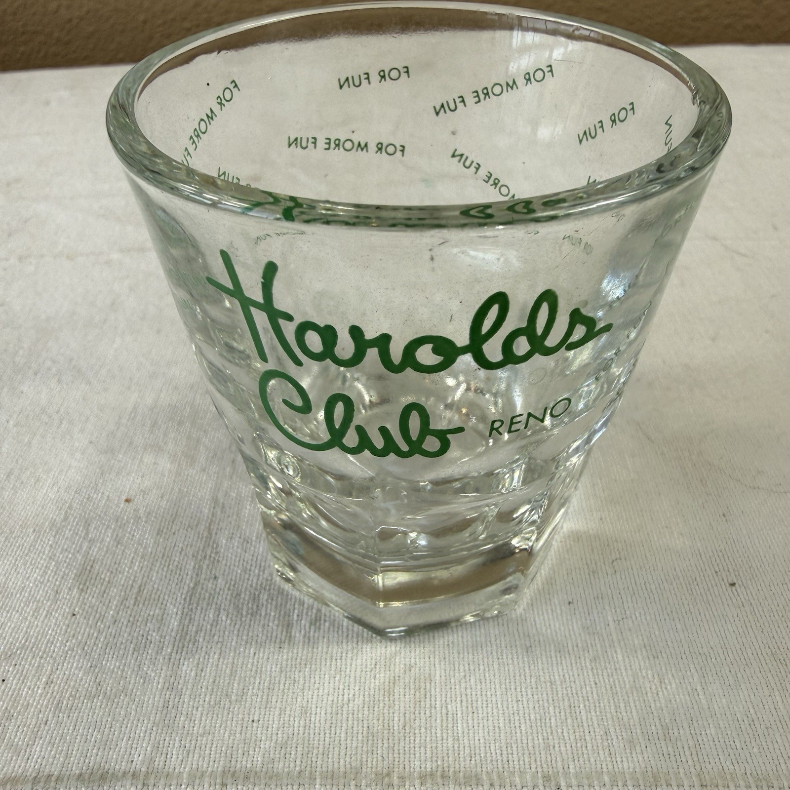 Vintage Harold's Club Reno, NV double shot glass heavy for more fun rare