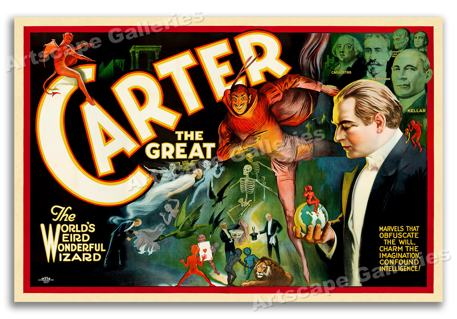 1915 Carter the Great Magician - Marvels that Obfuscate - Vintage Poster - 16x24
