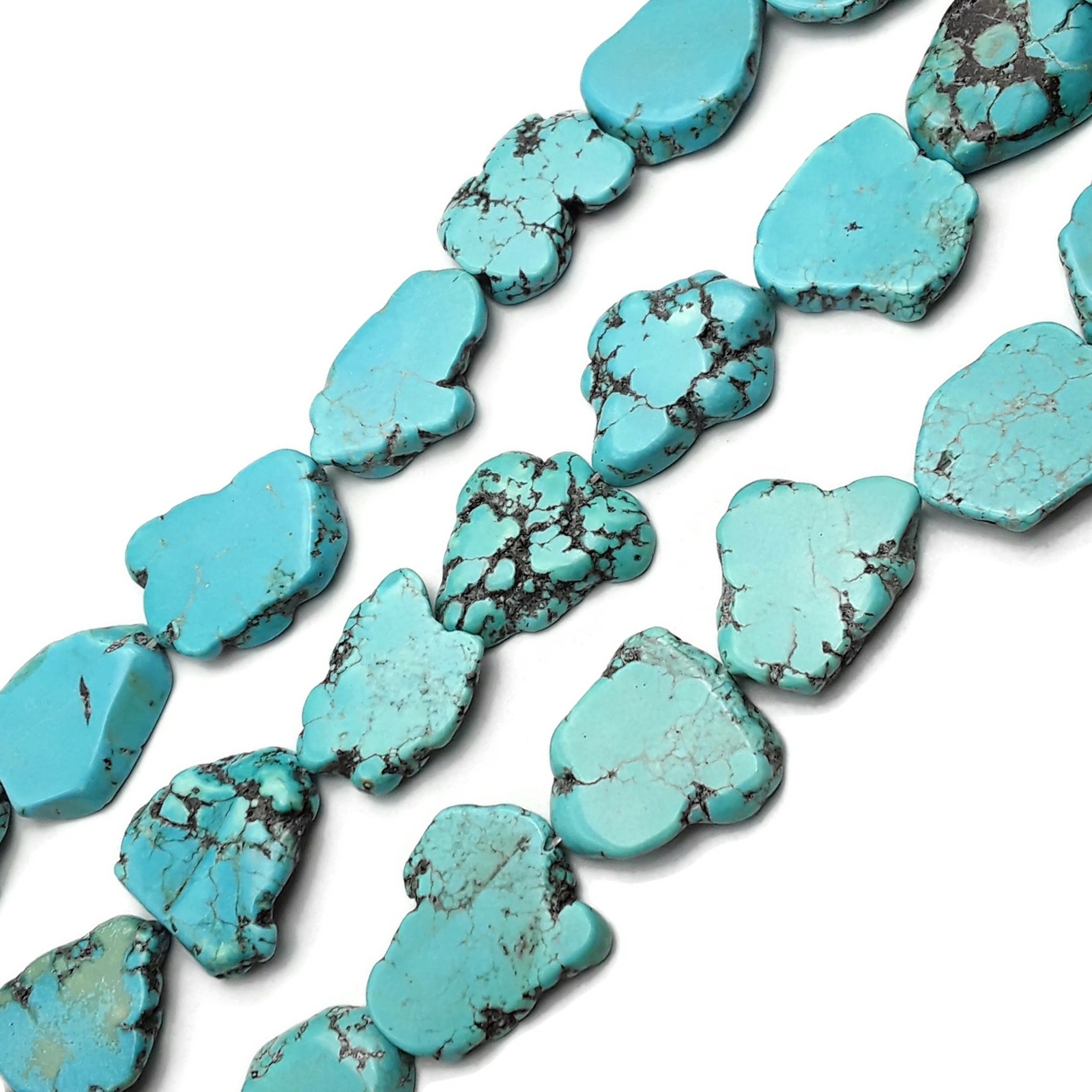 Blue Magnesite Turquoise Freeform Slab Slice Beads 30mm 35mm 40mm 15.5\