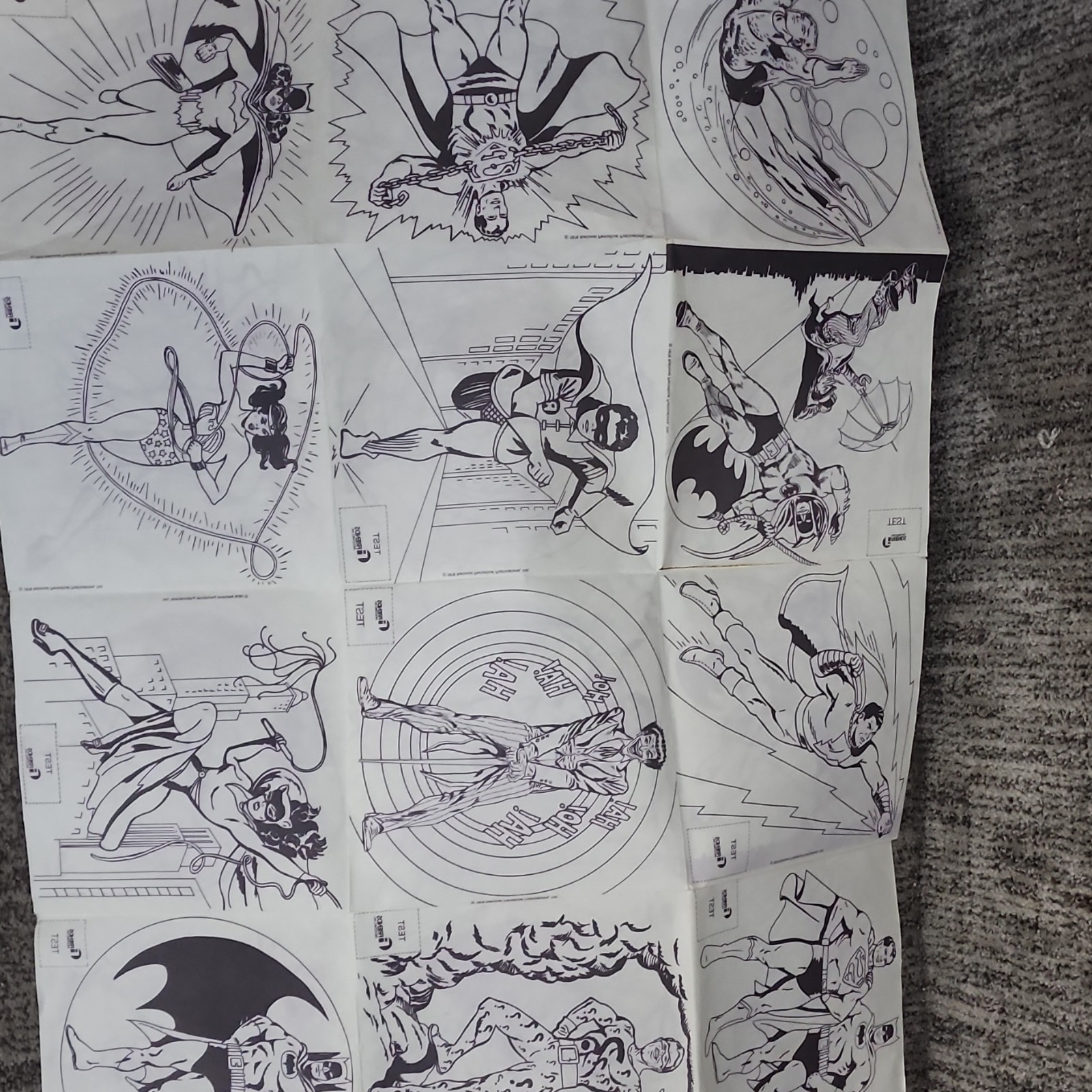 DC vintage printer proof sheet or an uncut sheet of iron-on heat tranfer