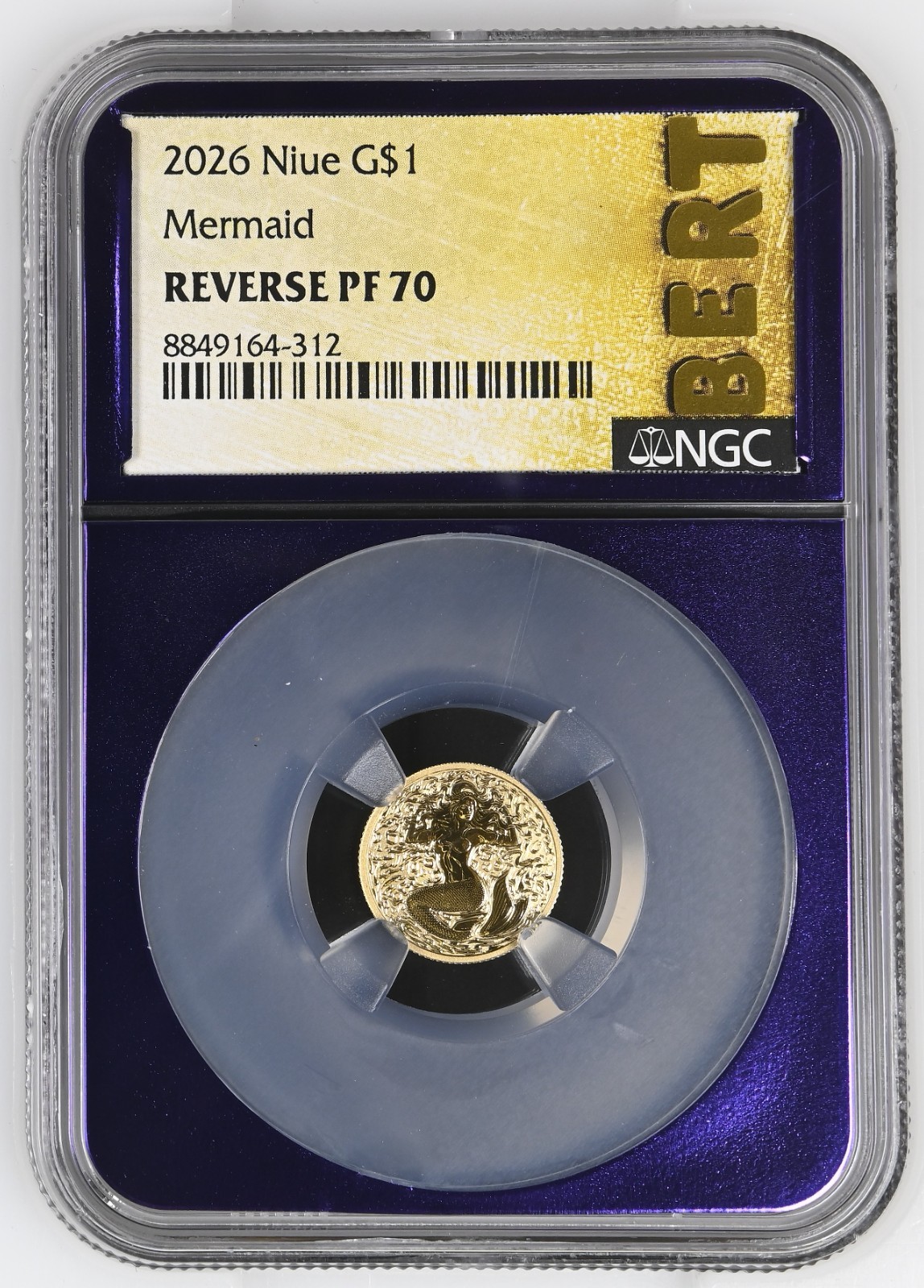 2026 Niue G$1 Mermaid Gold Coin Reverse PF70 Graded NGC BERT Label