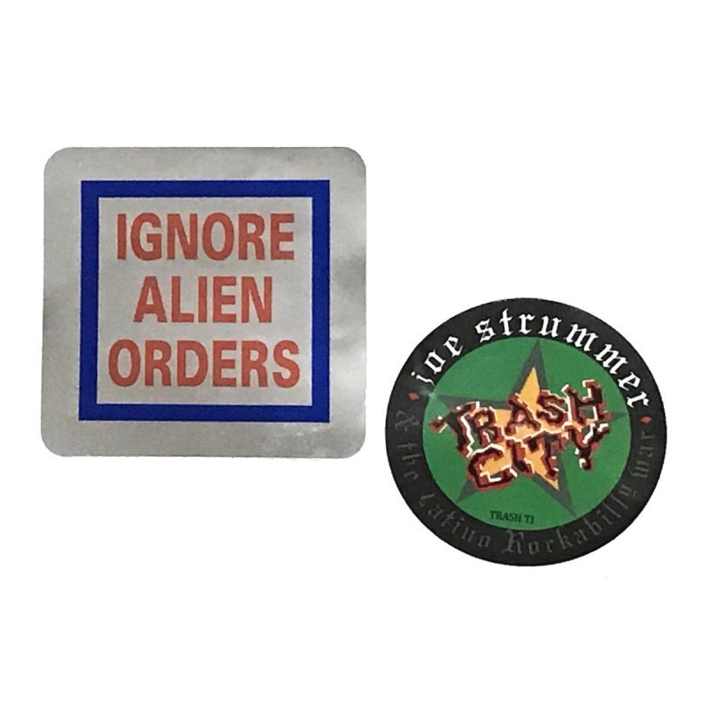 Joe Strummer Telecaster Ignore Alien Orders Chrome + Trash City Sticker Decal