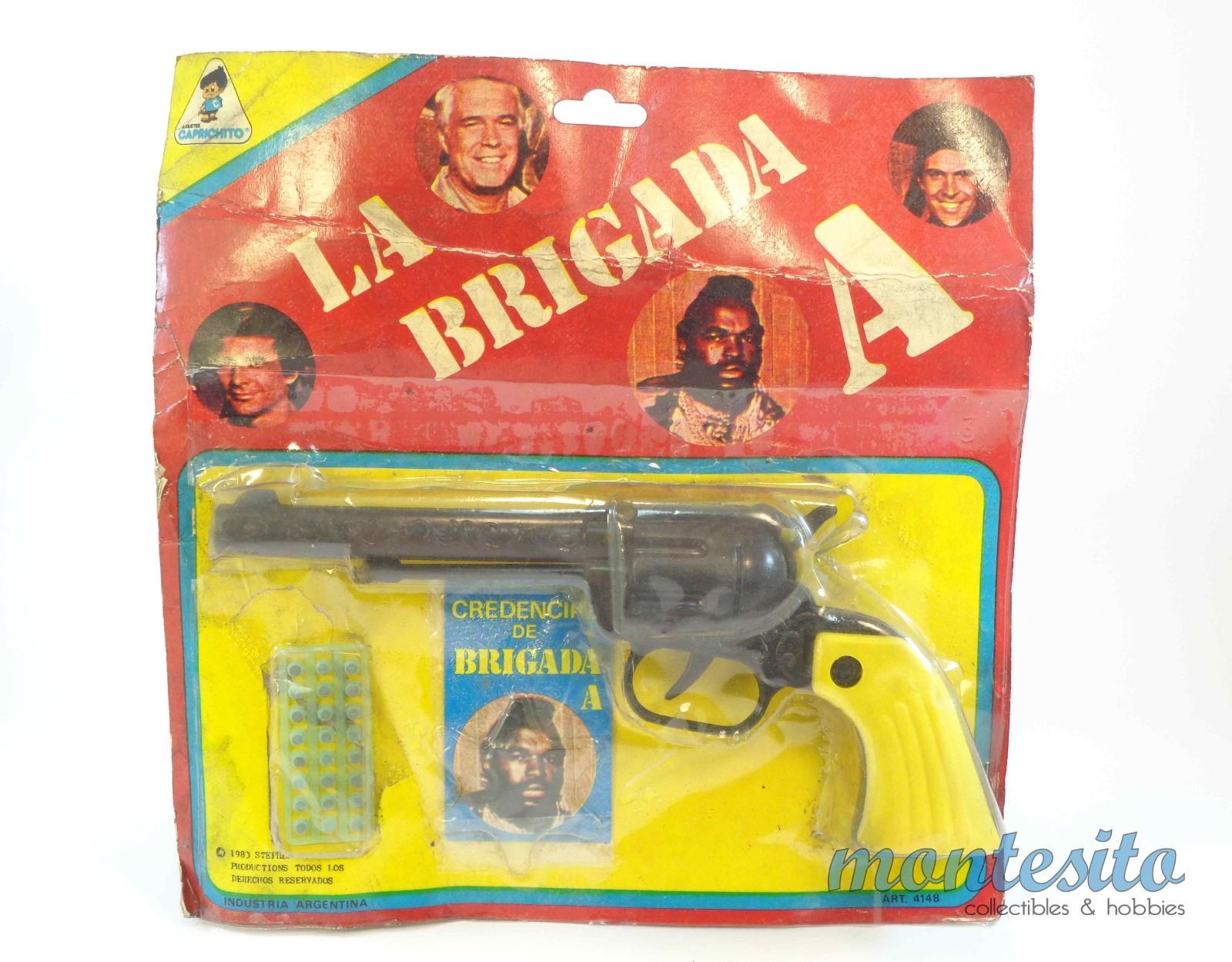 VINTAGE 1983 TV SERIES * THE A-TEAM * REVOLVER GUN MR T * CARDED ARGENTINA