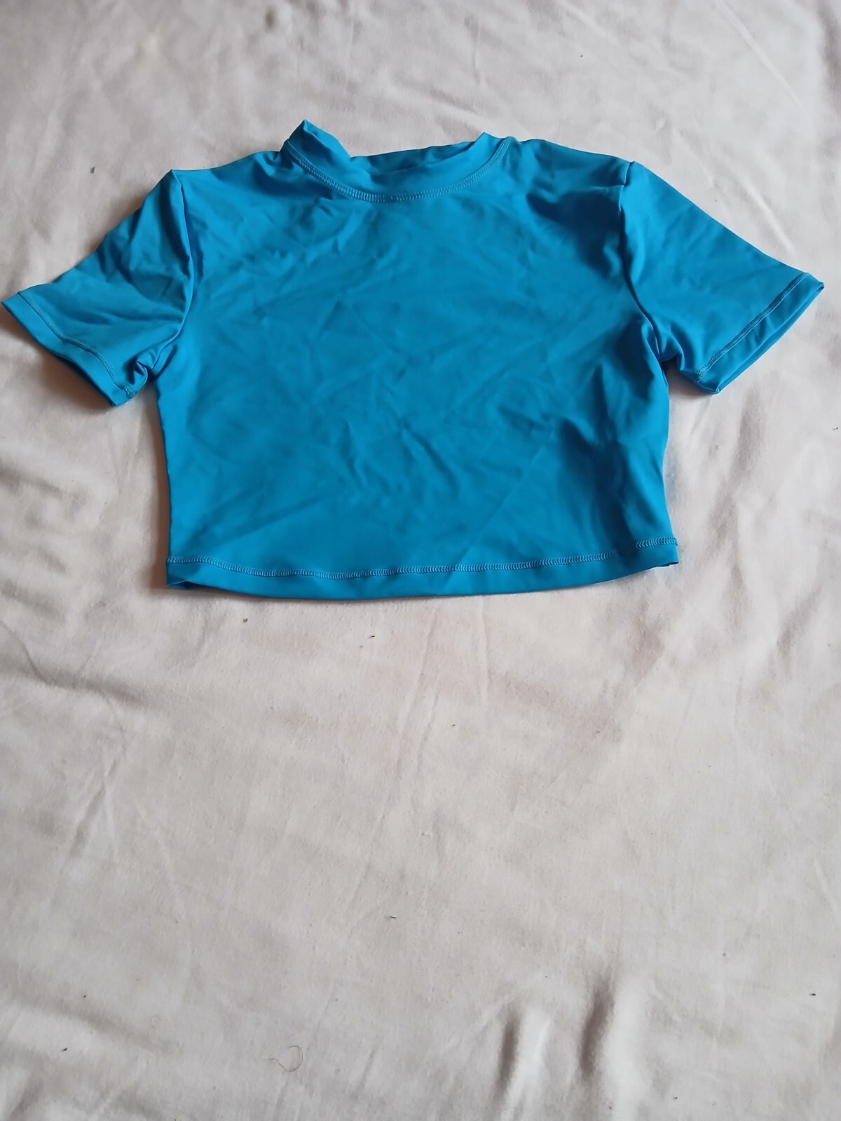 Skims Recycled Swim Cropped T-Shirt Women\'s XXS Turquoise SW-TSH-0746 G59