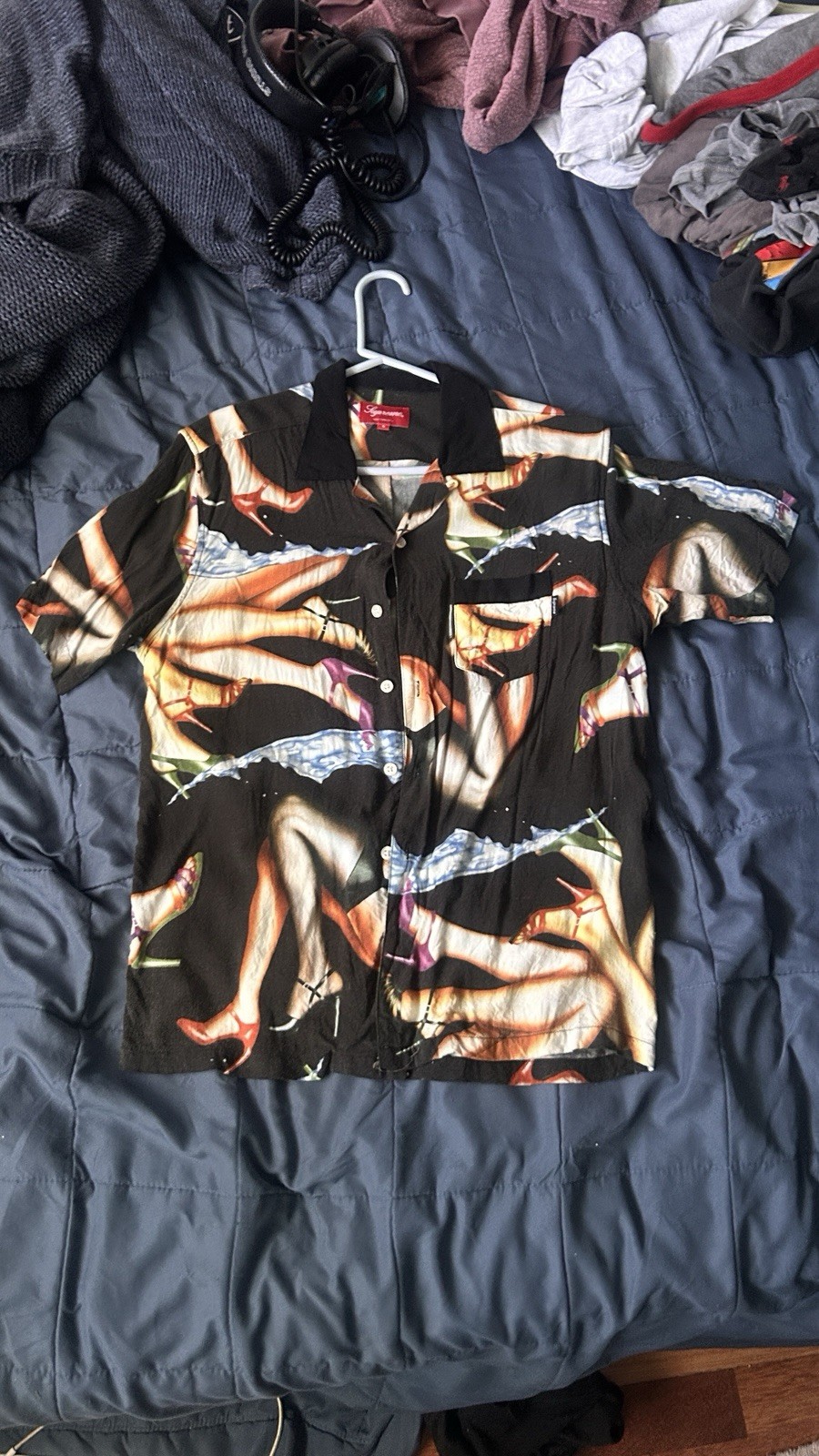 SS15 Supreme Legs Heels Black Rayon Button up