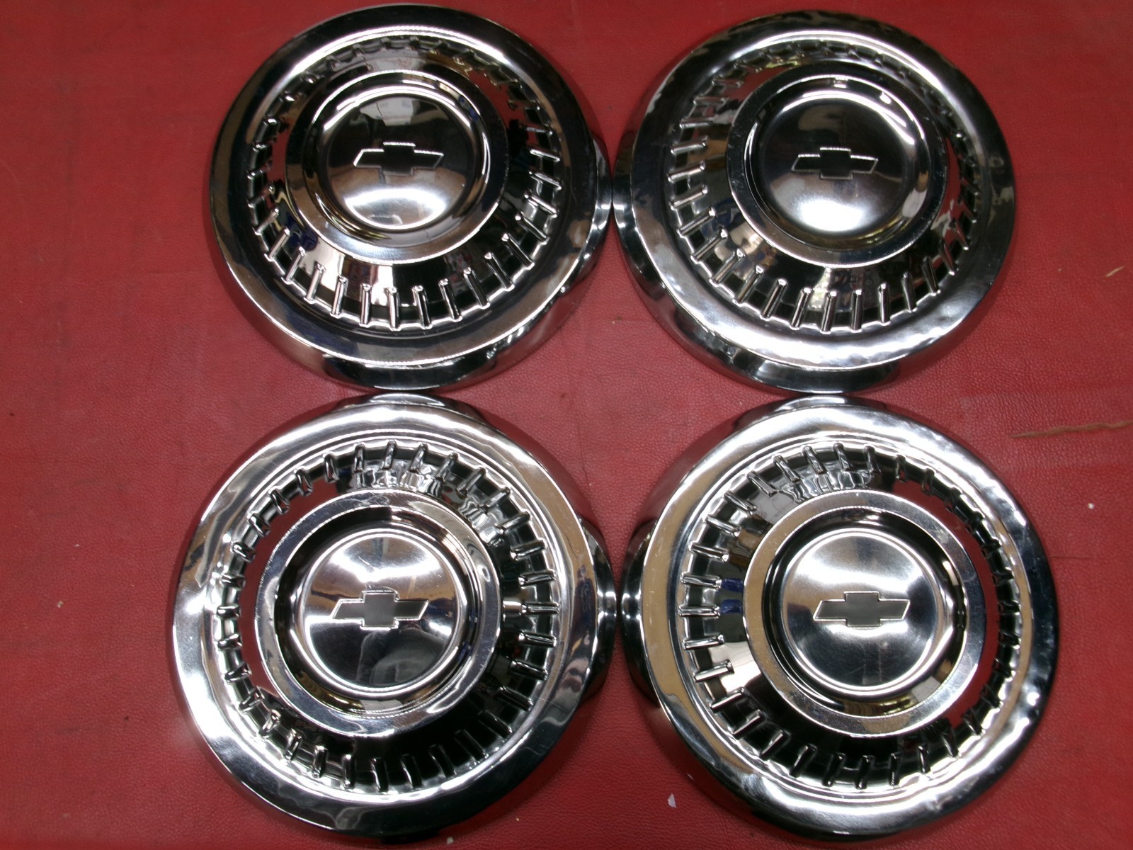 VINTAGE 1964-65 CHEVY L79 CHEVELLE 300 DOG DISH POVERTY HUBCAPS WHEEL COVERS VINTAGE 1964-65 CHEVY L79 CHEVELLE 300 DOG DISH POVERTY HUBCAPS WHEEL COVERS