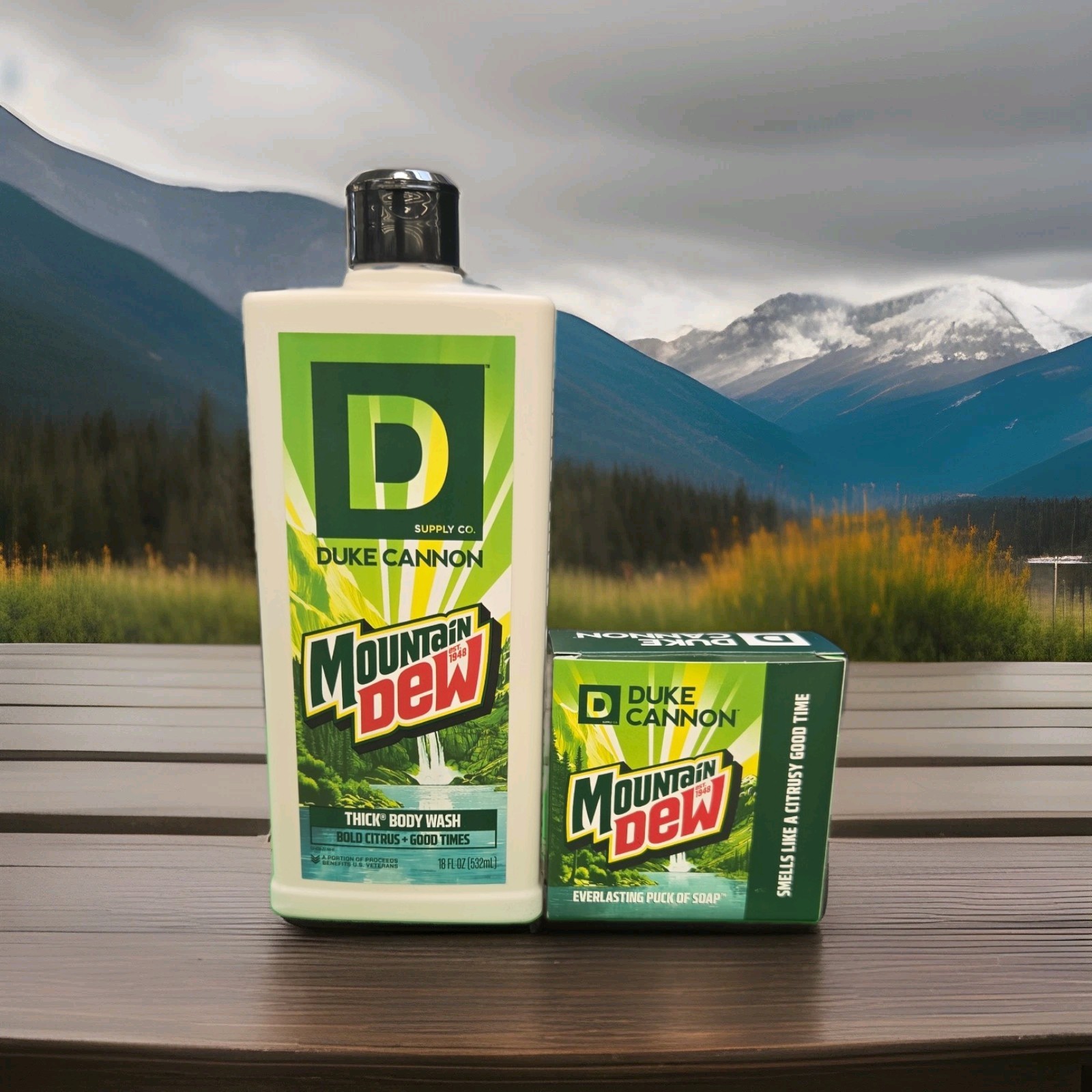 Duke Cannon x Mountain Dew Bar Soap & Body Wash Limited Edition Set