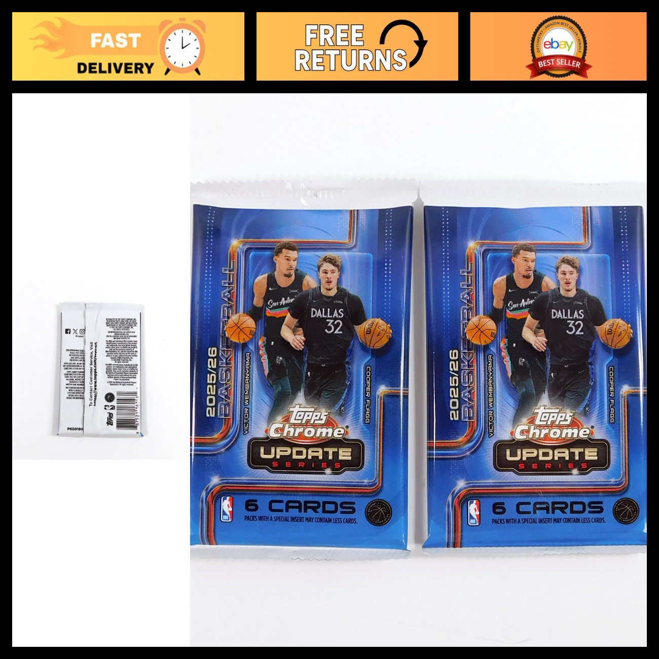 2025-26 Basketball Mega Pack Lot of 2 - Topps Chrome Update, Factory Sealed
