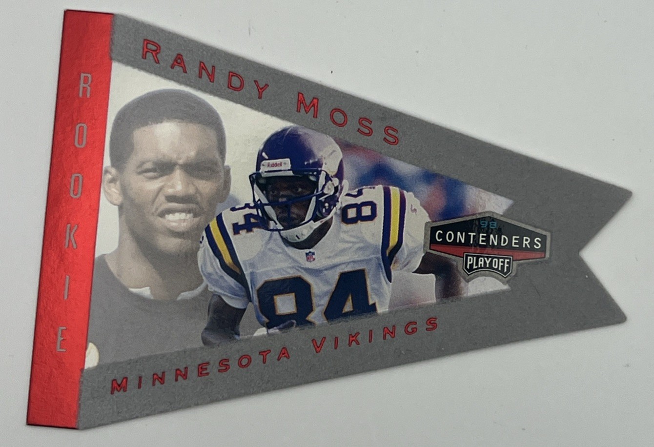 1998 Playoff Contenders Pennants Randy Moss #55 Grey Die Cut Rookie Card 1998 Playoff Contenders Pennants Randy Moss #55 Grey Die Cut Rookie Card