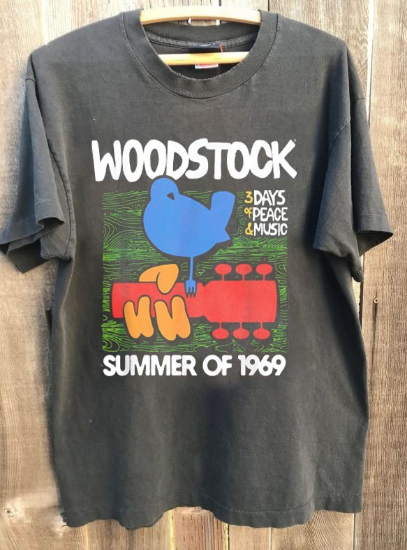 Woodstock Summer of 69 Logo Graphic Charcoal Unisex T-shirt Vtg S-5XL WA4323