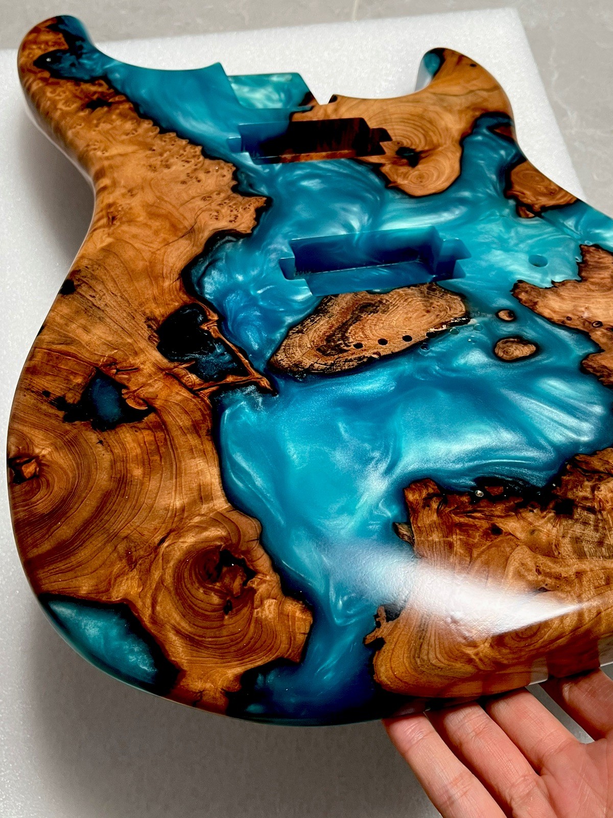 Burl Wood Full Epoxy Resin Electric Guitar Custom Replacement Body