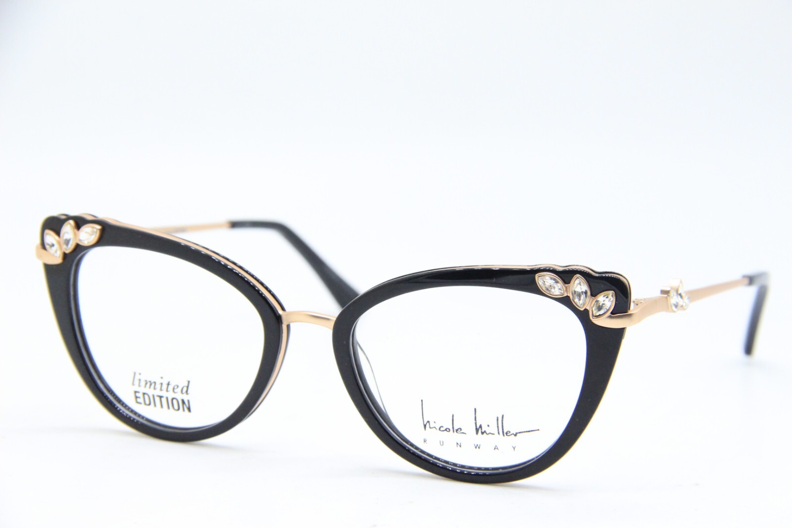 NEW NICOLE MILLER RUNWAY AUVERGNE C01 BLACK ROSE GOLD AUTHENTIC EYEGLASSES 52-18