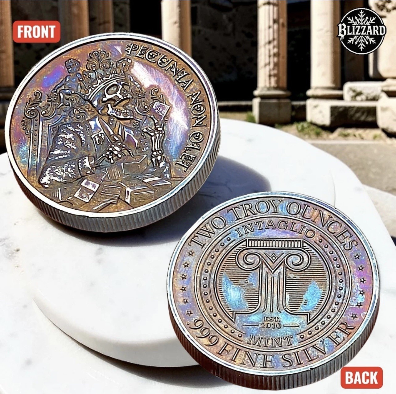 Intaglio Mint - Pecunia Non Olet - 2 oz .999 Silver Round - 1/1 Galaxy Toned Intaglio Mint - Pecunia Non Olet - 2 oz .999 Silver Round - 1/1 Galaxy Toned
