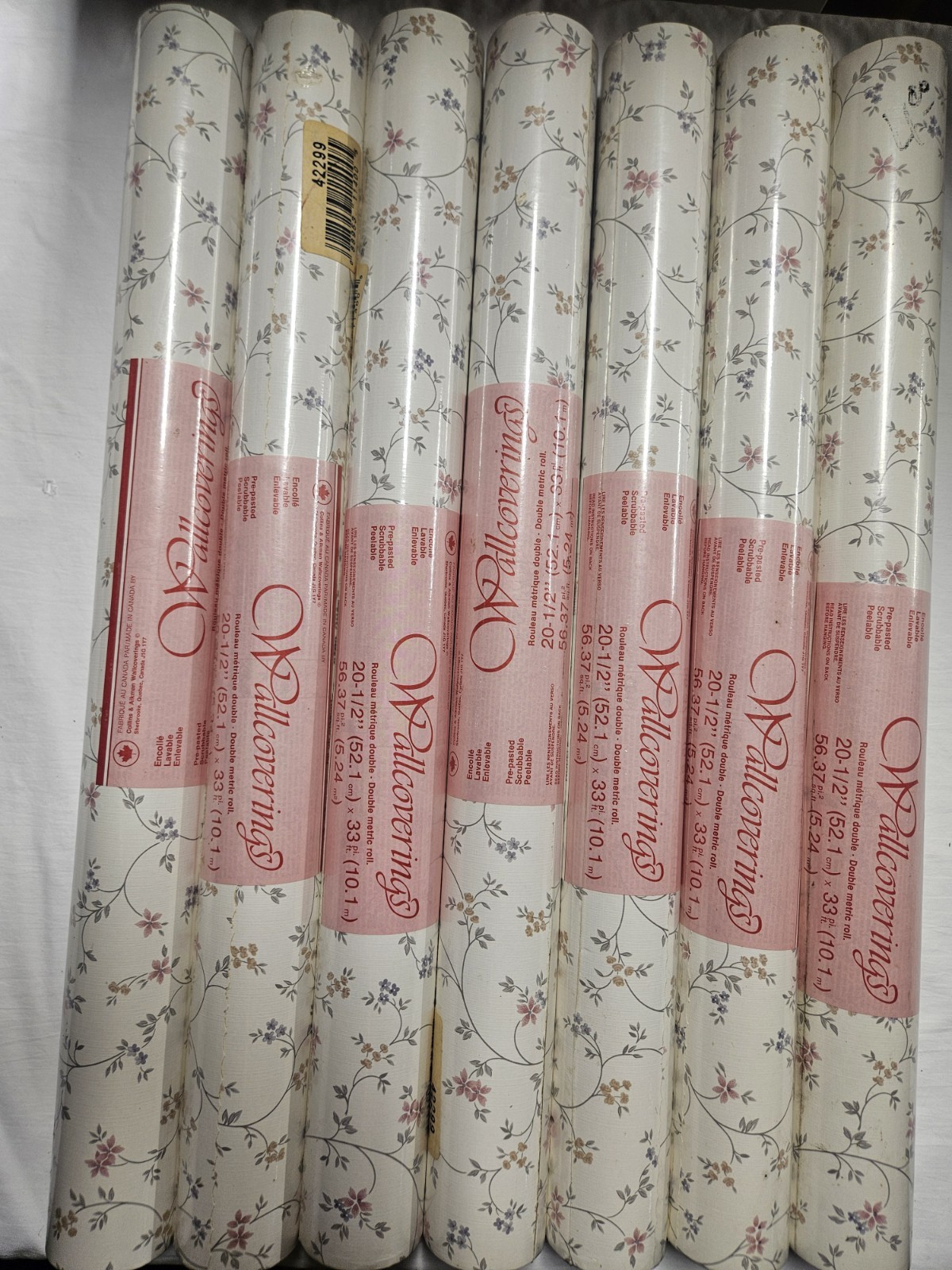 Vintage Collins & Aikman Floral Wallpaper 7 Double Rolls Shabby Chic Country