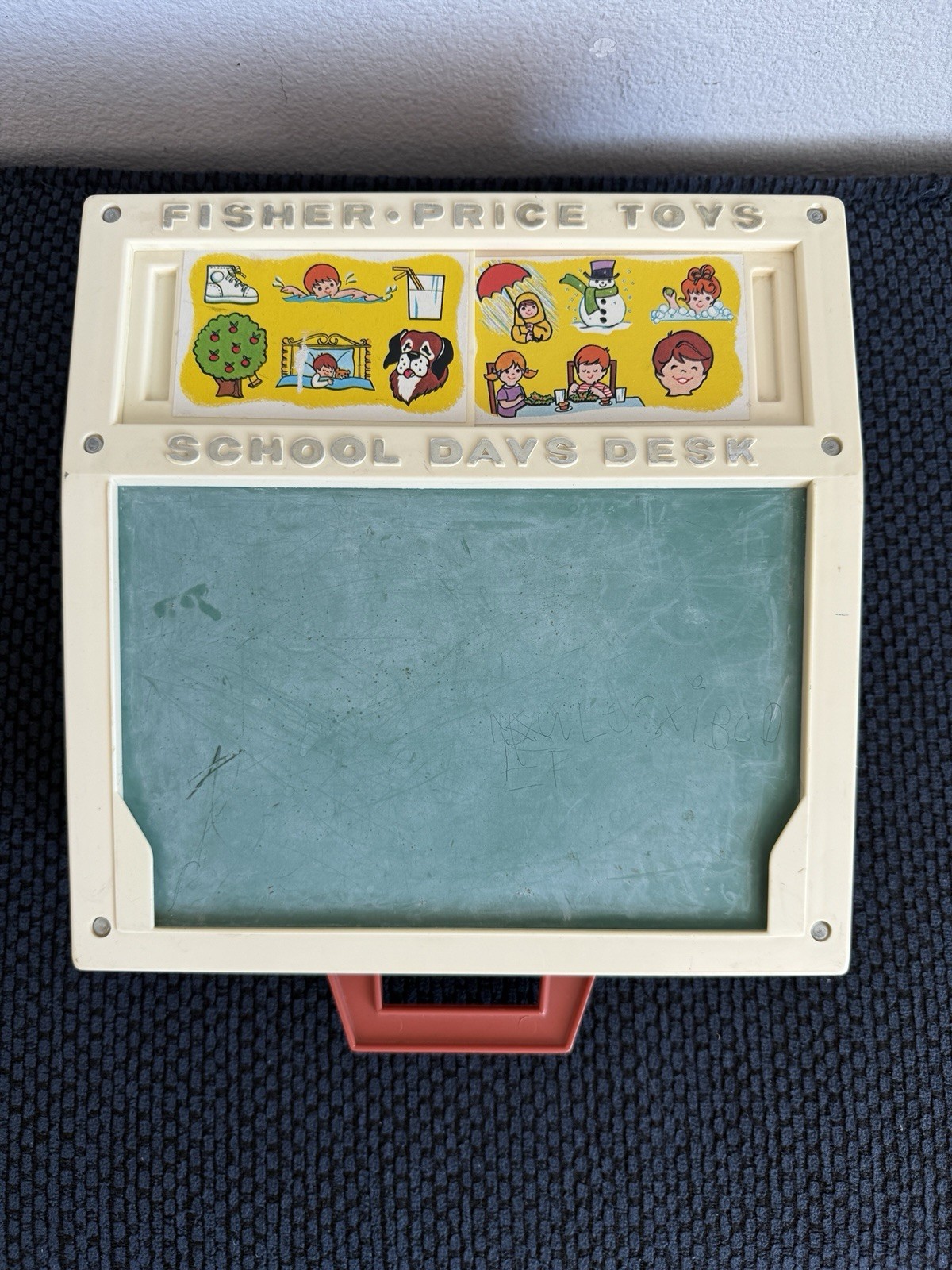 Vintage 1970s FISHER-PRICE School Days Desk educational toy set letters numbers