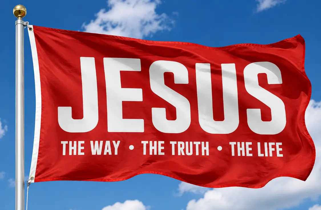 Jesus The Way The Truth The Life Christian Faith Flag Wall Banner