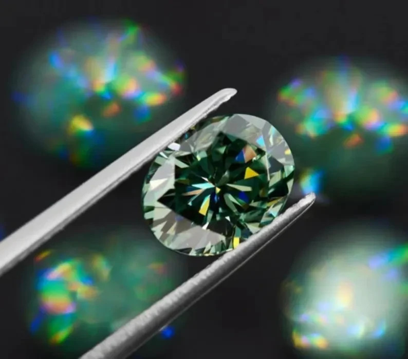 1.80Ct Green Diamond VVS1 Loose Oval Cut 9X7 MM Lab Grown Diamond Gift Her