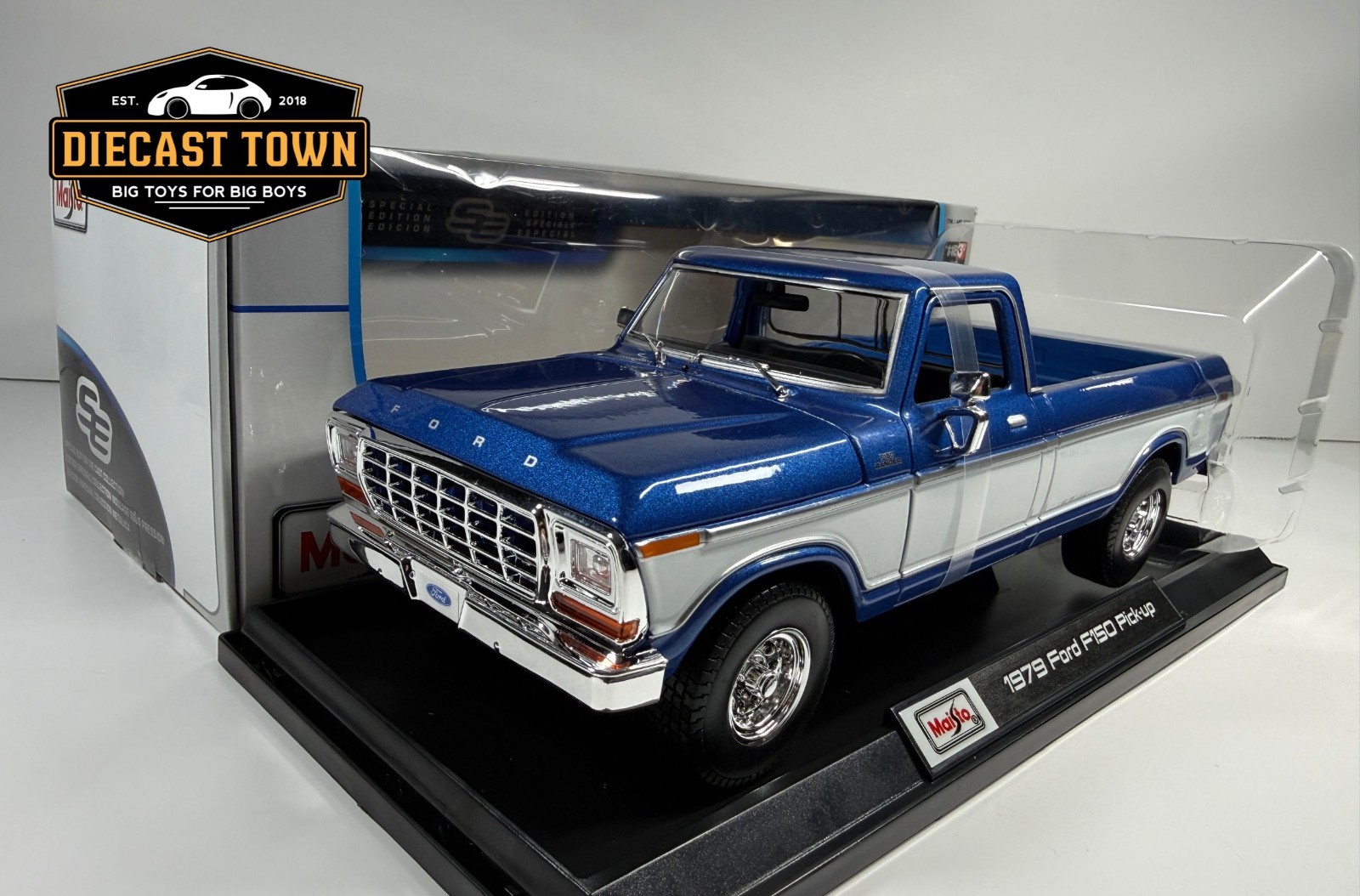 1:18 Maisto 1979 Ford F150 Pick-up Truck in Blue Diecast Model Car 1:18 Maisto 1979 Ford F150 Pick-up Truck in Blue Diecast Model Car