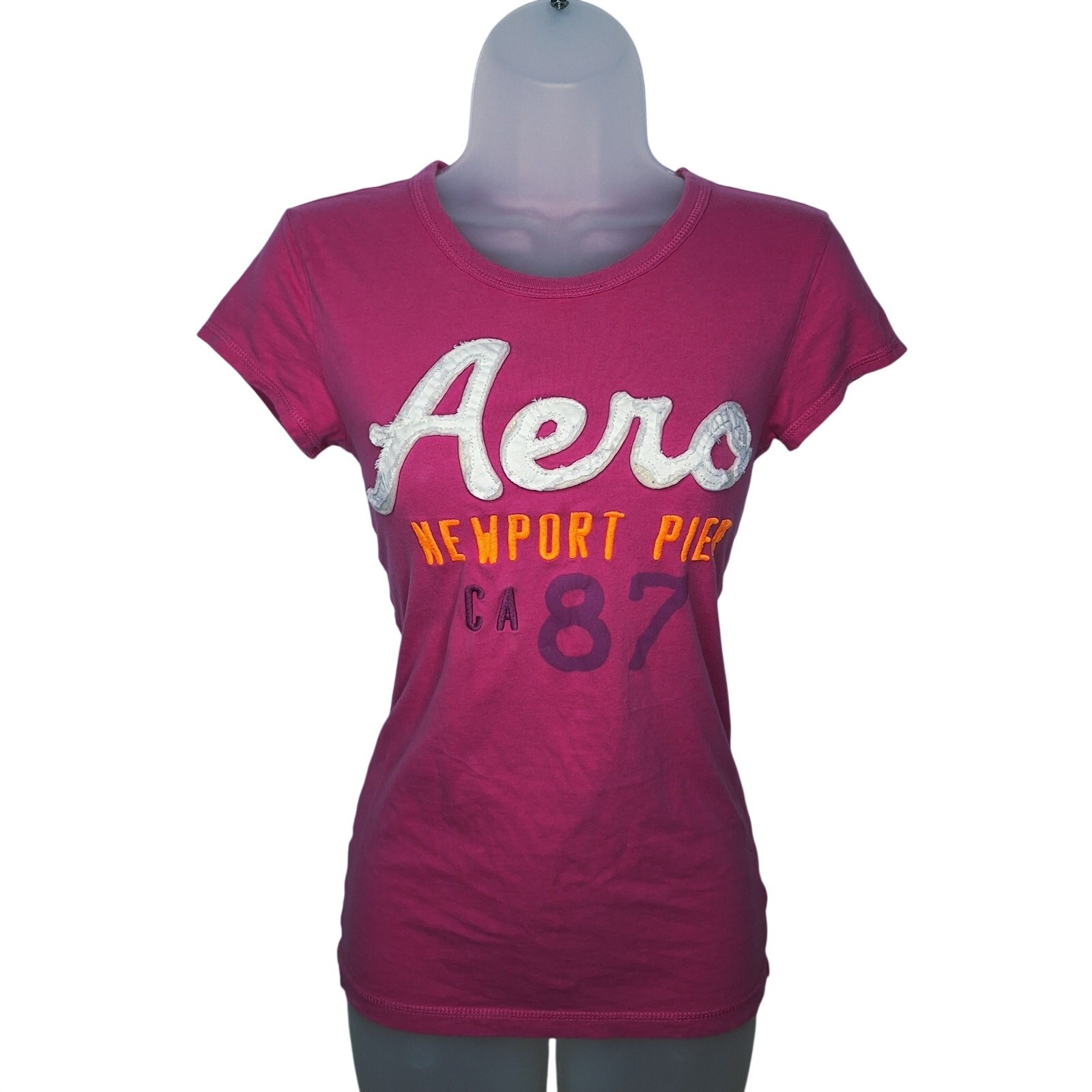 Vintage Y2K Aeropostale Baby Tee Logo Newport Pier Preppy Bella Swan M Hot Pink Vintage Y2K Aeropostale Baby Tee Logo Newport Pier Preppy Bella Swan M Hot Pink