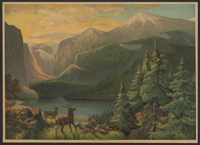 Photo:Yellowstone Valley Augusta Maine c1888 Mountain Landscape Elk Print
