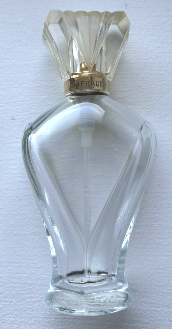 Vintage Emeraude by Coty Empty Glass Perfume Bottle for Vanity 1960's EUC