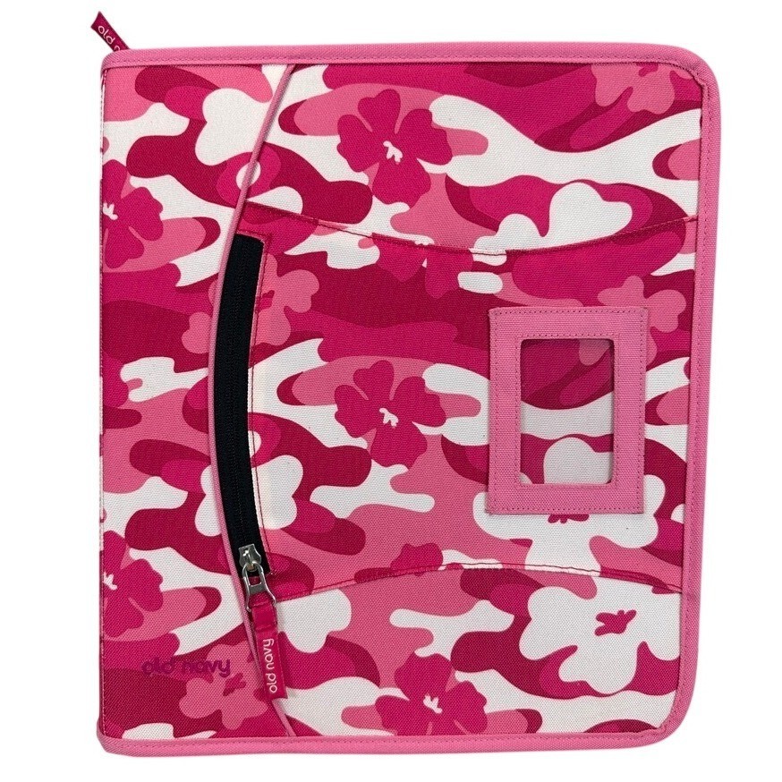 VTG Y2K Old Navy Pink Floral Camo Zip 3 Ring Binder Y2K 2005 School Office NWOT