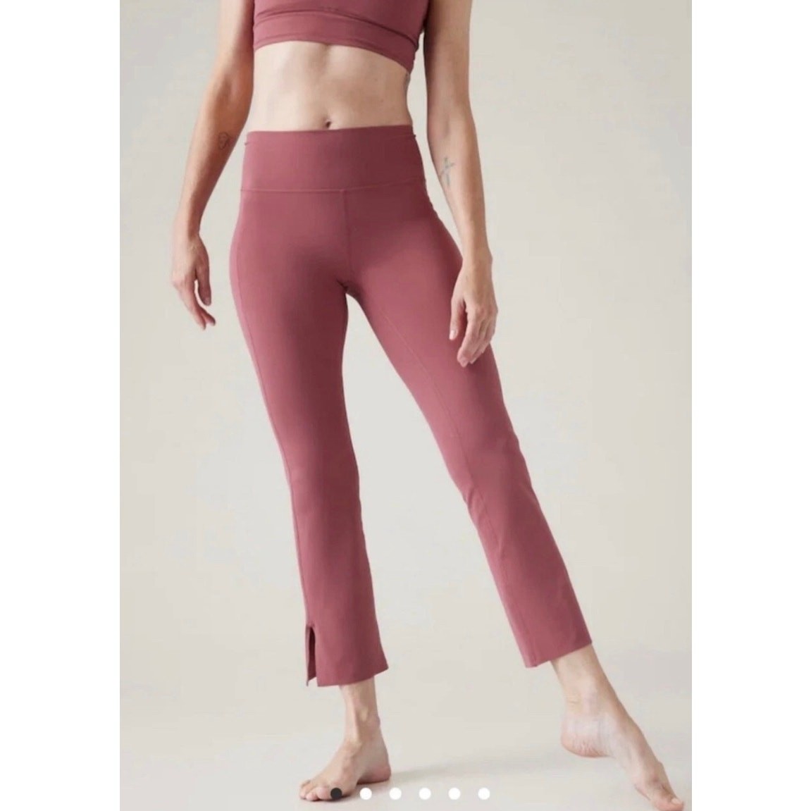 Athleta Transcend High Rise Stash Pocket Straight Leg Crop Leggings Medium Pink