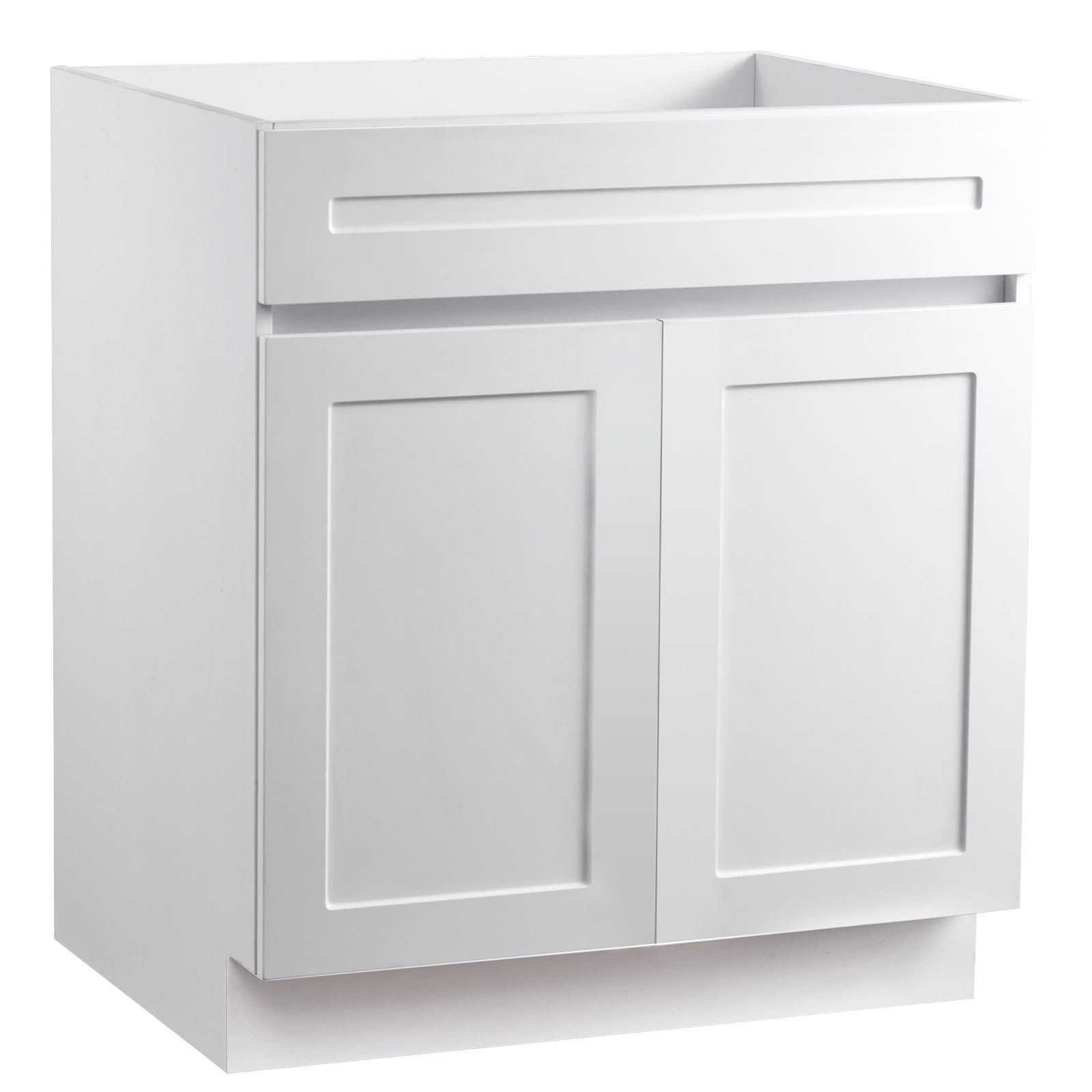 White Shaker Base Cabinet, 30-Inch Unassembled Sink Base Cabinet, 30\