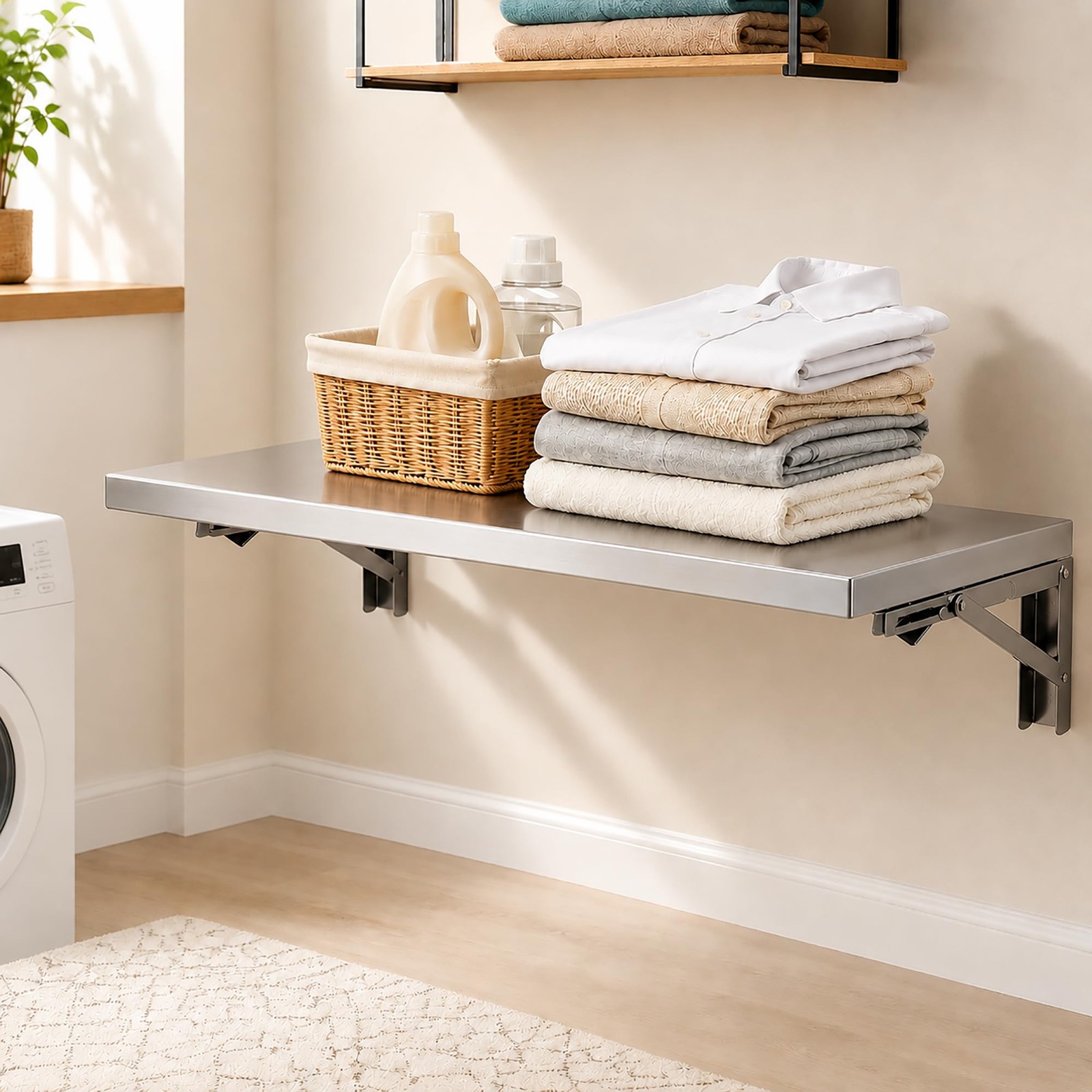 CYGJSYEA Wall Mounted Folding Table,304 Stainless 39.4 x 15.7 inches, Silver CYGJSYEA Wall Mounted Folding Table,304 Stainless 39.4 x 15.7 inches, Silver