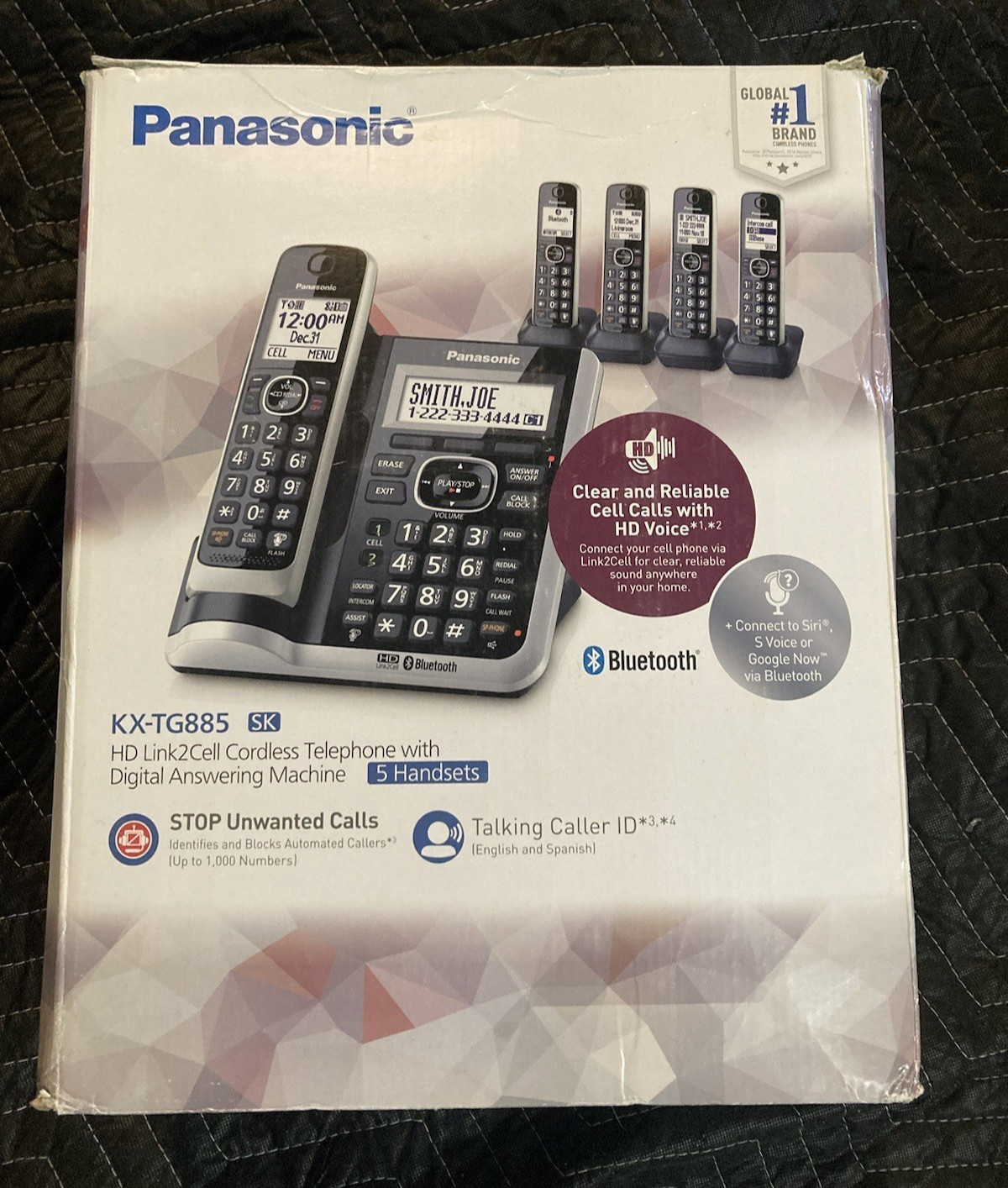 Panasonic KX-TG885 SK Cordless Phones HD Link2Cell Answering Machine