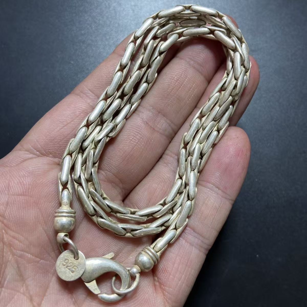 Ethnic Handmade Nepal Old Silver Necklace 925 Silver Braided Chain Vintage Ethnic Handmade Nepal Old Silver Necklace 925 Silver Braided Chain Vintage