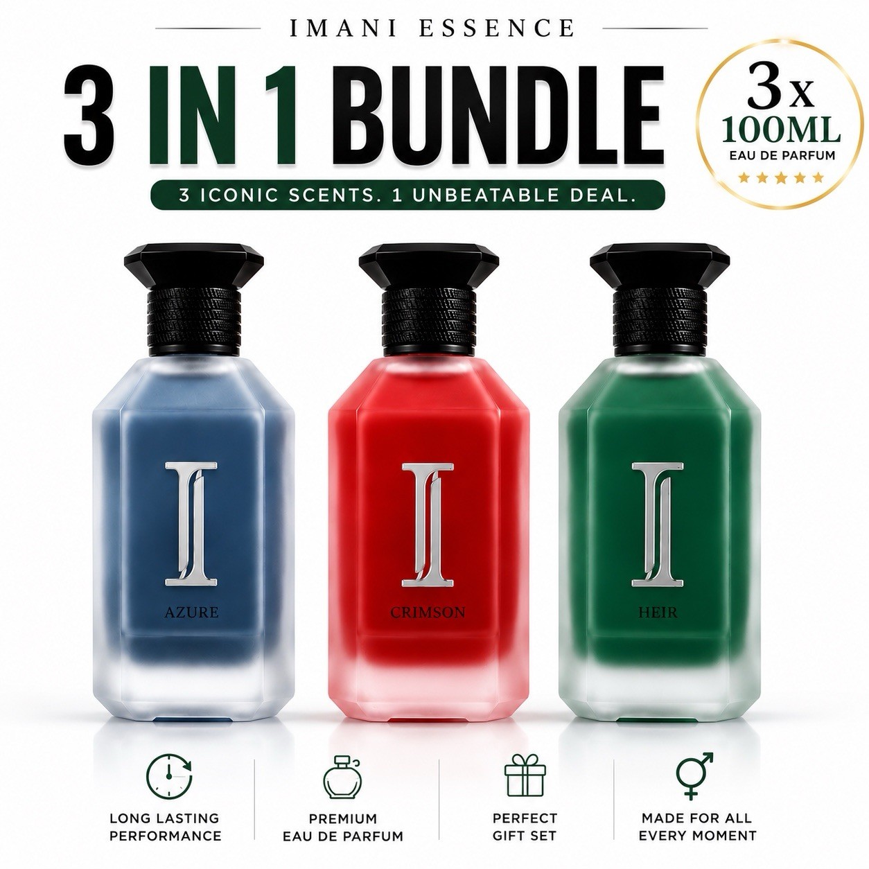 IMANI ESSENCE Discovery Collection – 3-Piece Eau de Parfum Bundle Set 100ML Each