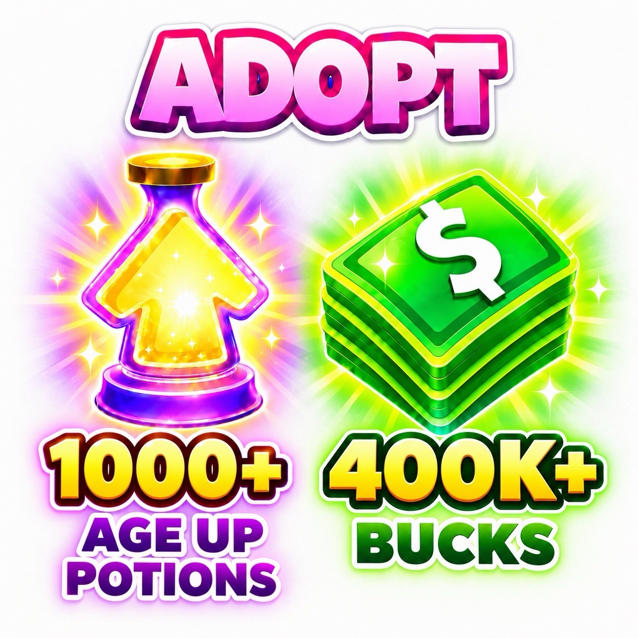 Adopt Me | 1000+ Age Up Potions ๐งช + 400K+ Bucks ๐ธ Adopt Me | 1000+ Age Up Potions ๐งช + 400K+ Bucks ๐ธ