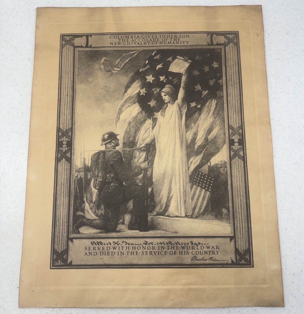 RARE WWI 14th Aero Squadron US Air Service Died in Service Certificate RARE WWI 14th Aero Squadron US Air Service Died in Service Certificate