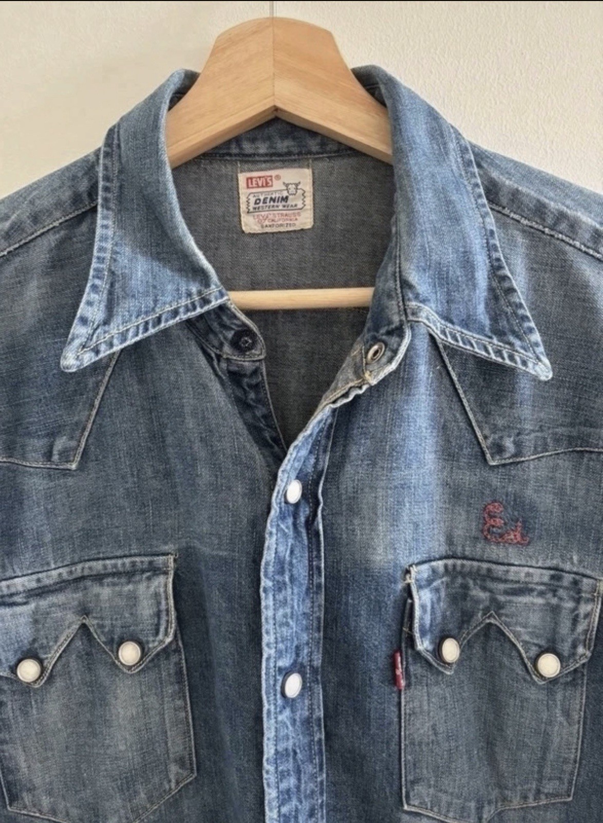 Levi\'s Vintage Clothing Lvc 555 Valencia Street Sawtooth Western Denim Shirt