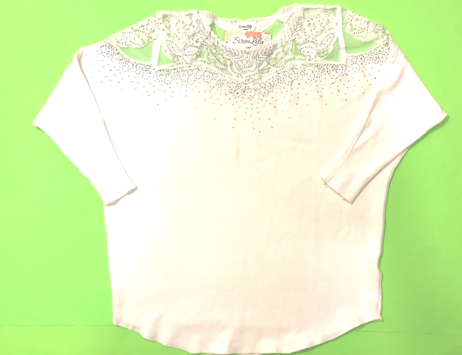 SIREN LILY Women’s Long Sleeve Sweater Plus Size Size 2XL White w/Silver