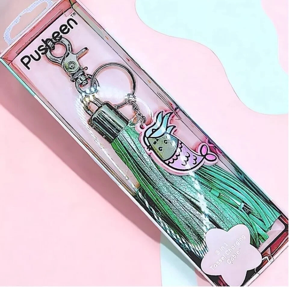 Pusheen USB Mermaid Cat 3 in 1 Tassel Charging Cable Brand New