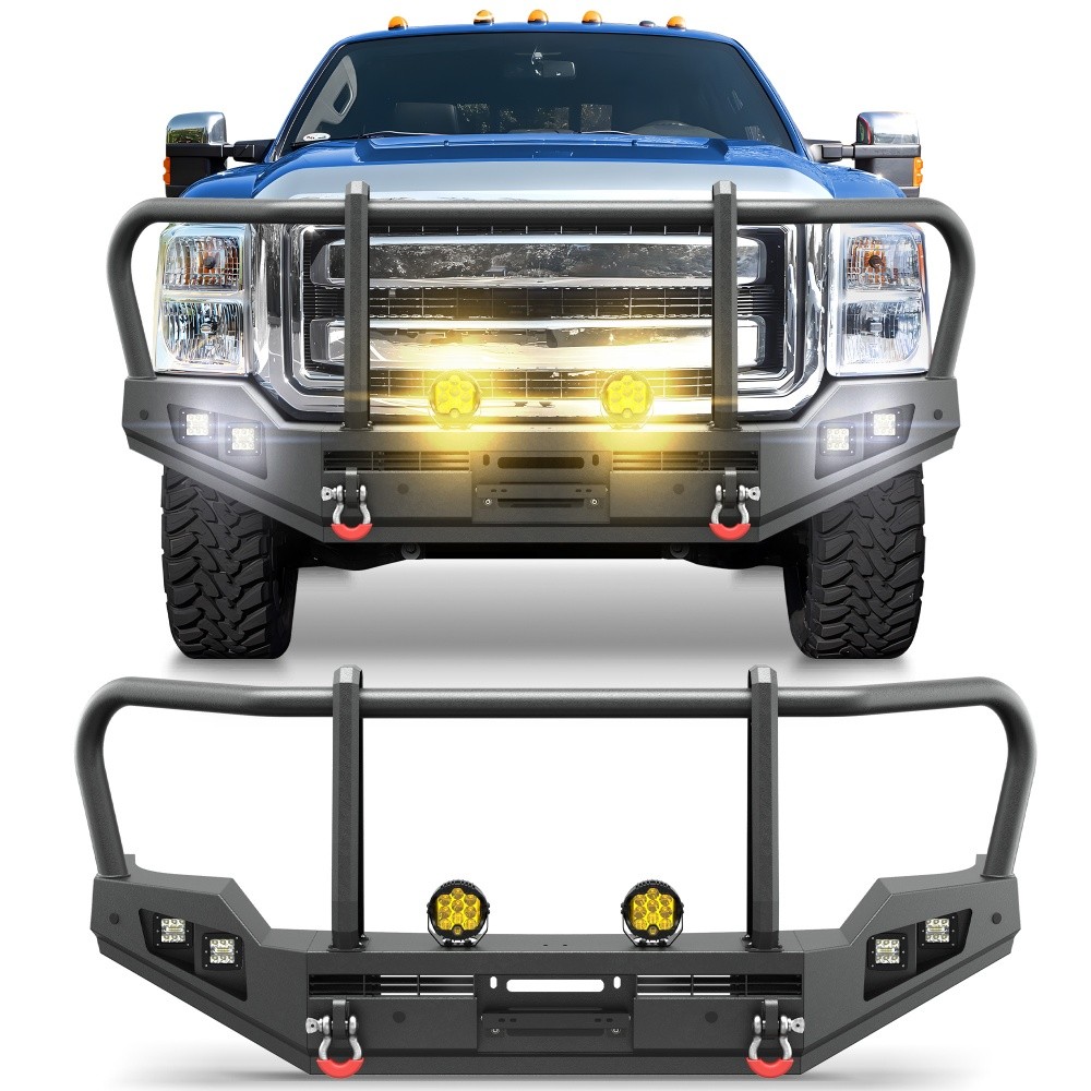 For 11-16 Ford F250 F350 Front or Rear Bumper W/ Winch Grille Bar Lights Drings