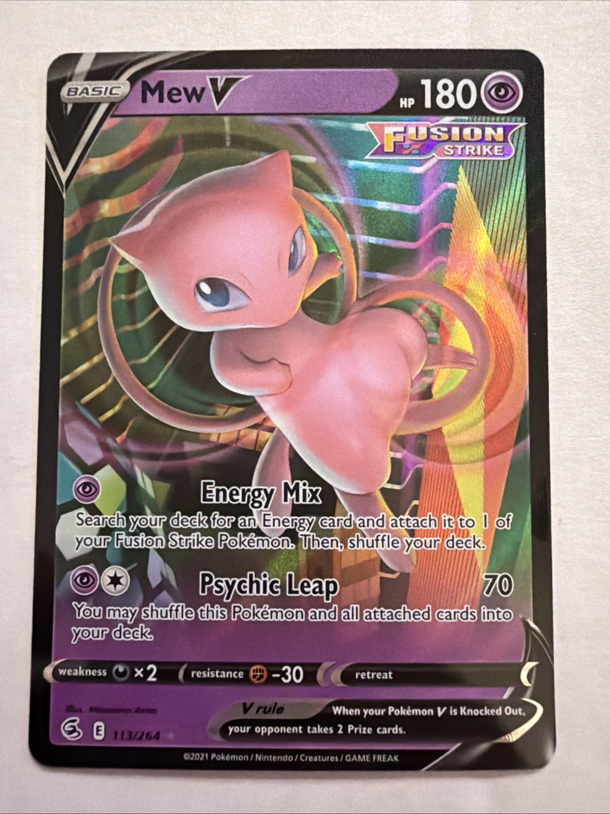 Mew V Fusion Strike Pokémon TCG Holo Card English 118/264 Psychic V Rule Mew V Fusion Strike Pokémon TCG Holo Card English 118/264 Psychic V Rule