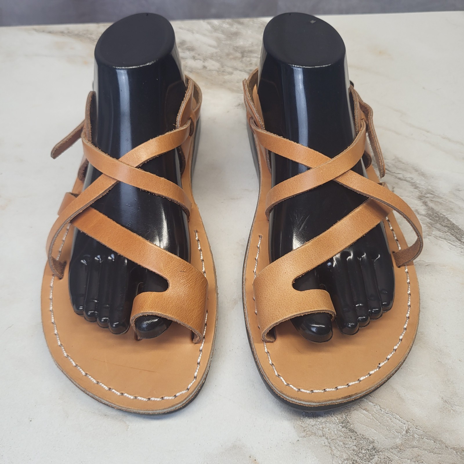 Jerusalem Hand Made Leather Sandals Tan Men\'s Size 43