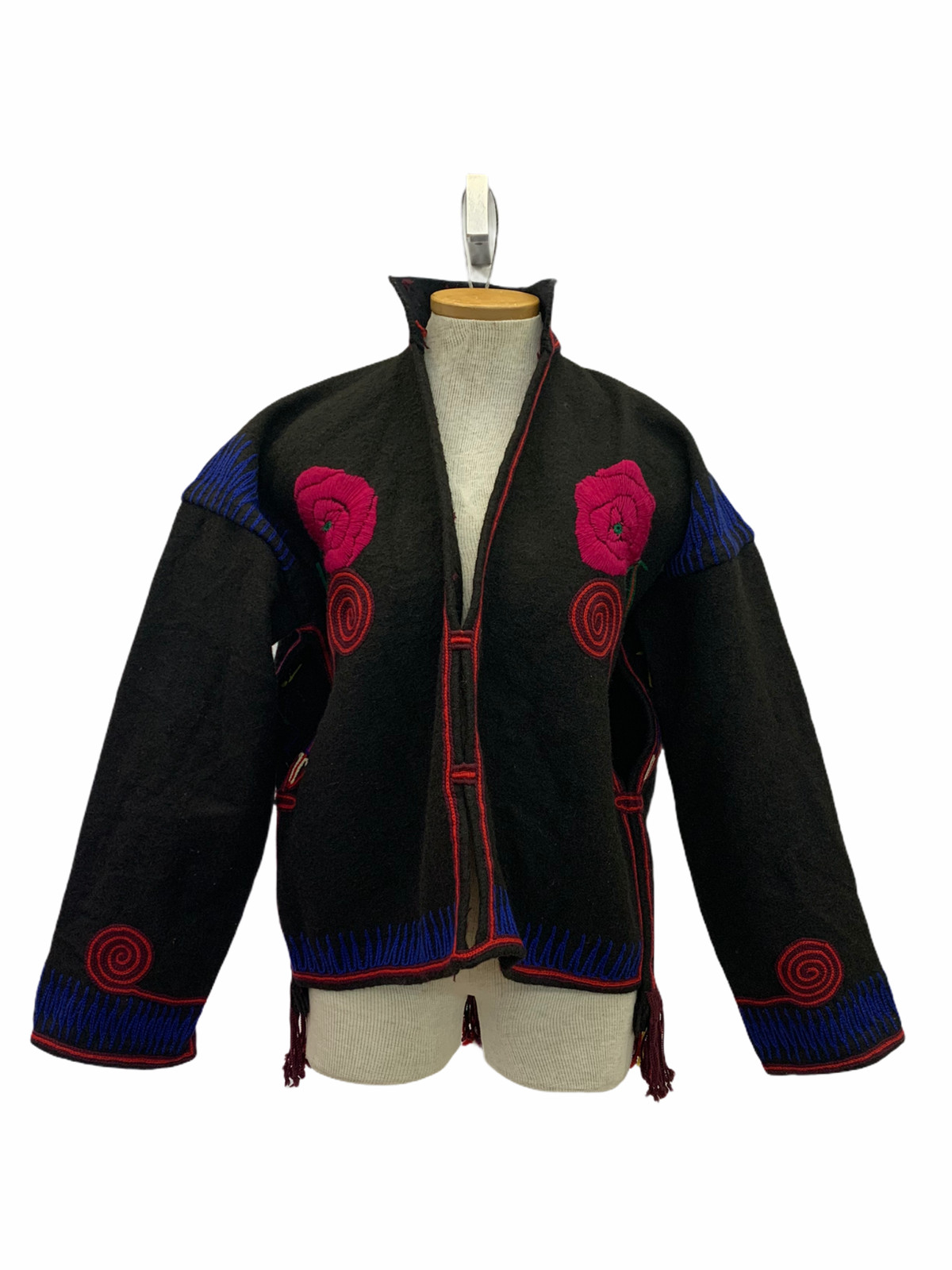 Vintage VTG 1960s 1970s Wool Black Floral Embroidered Jacket Coat Vintage VTG 1960s 1970s Wool Black Floral Embroidered Jacket Coat