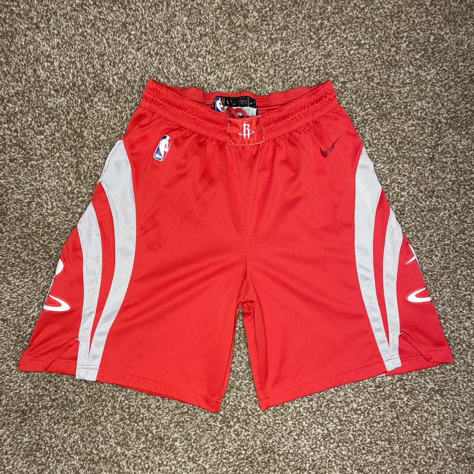 Nike Houston Rockets Basketball Jersey Shorts Mens Large Red Engineered NBA