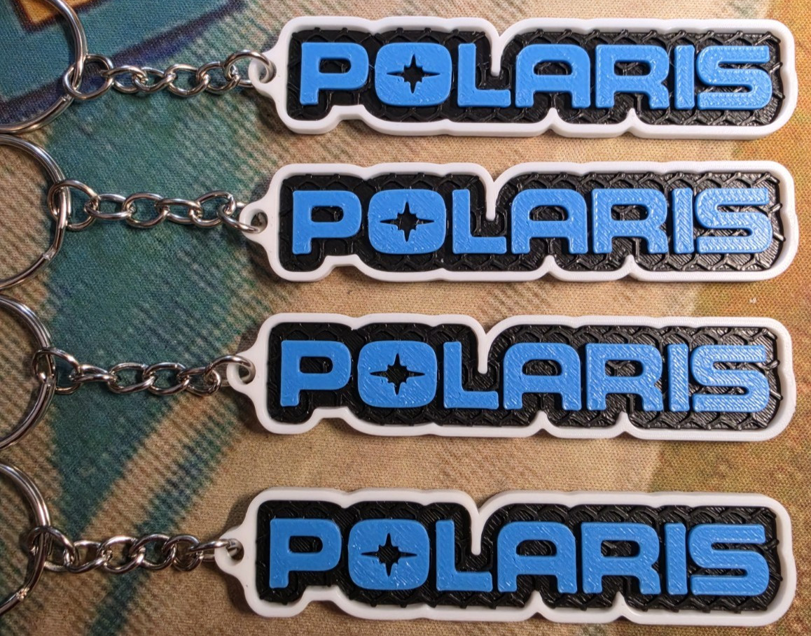 3D PRINT POLARIS LOGO KEYCHAIN NOSTALGIA FUN FOR ALL FOR UTV, ATV OFFROAD BLUE