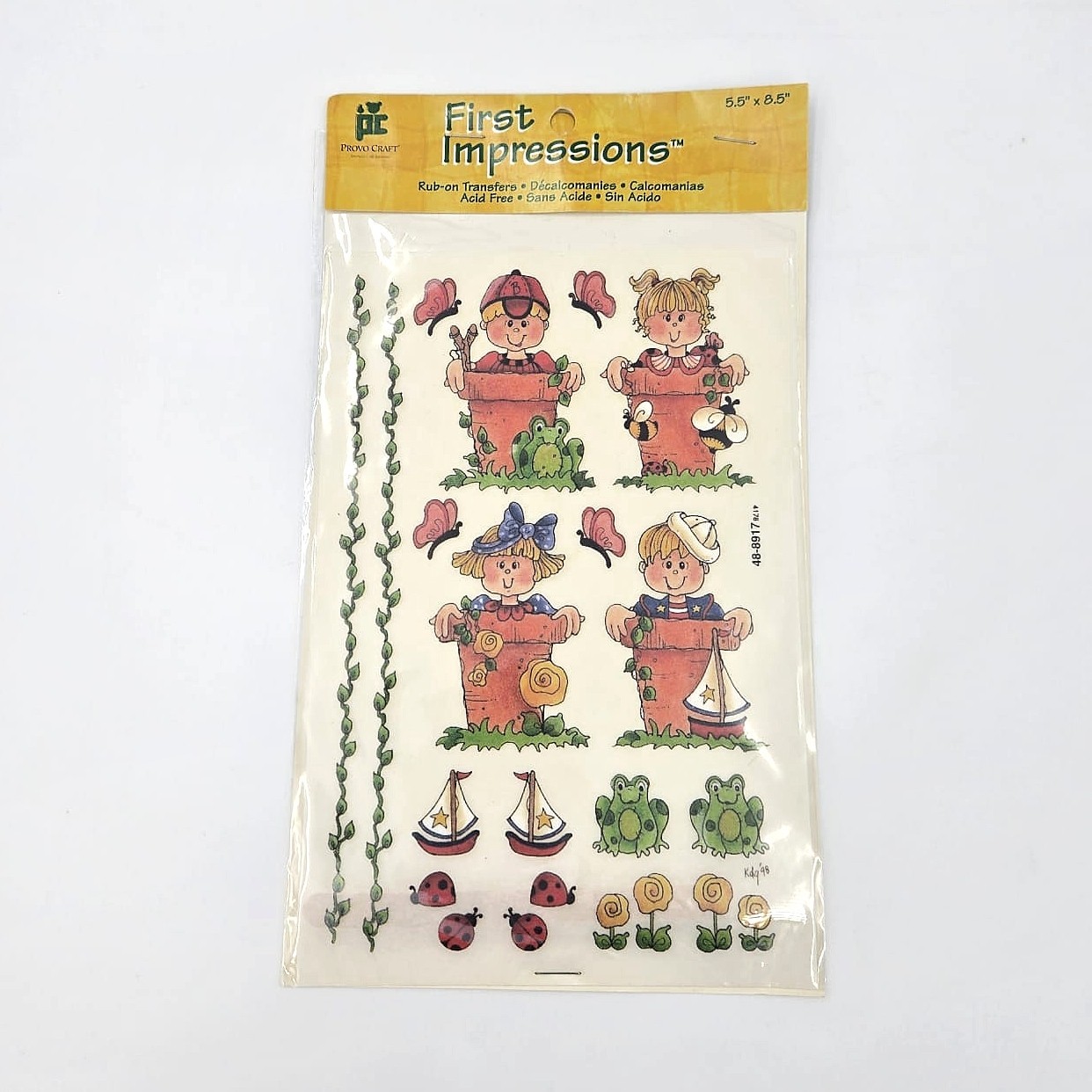 Vintage Provo Craft First Impressions Rub-On Transfers Kids Garden 5.5x8.5 NOS