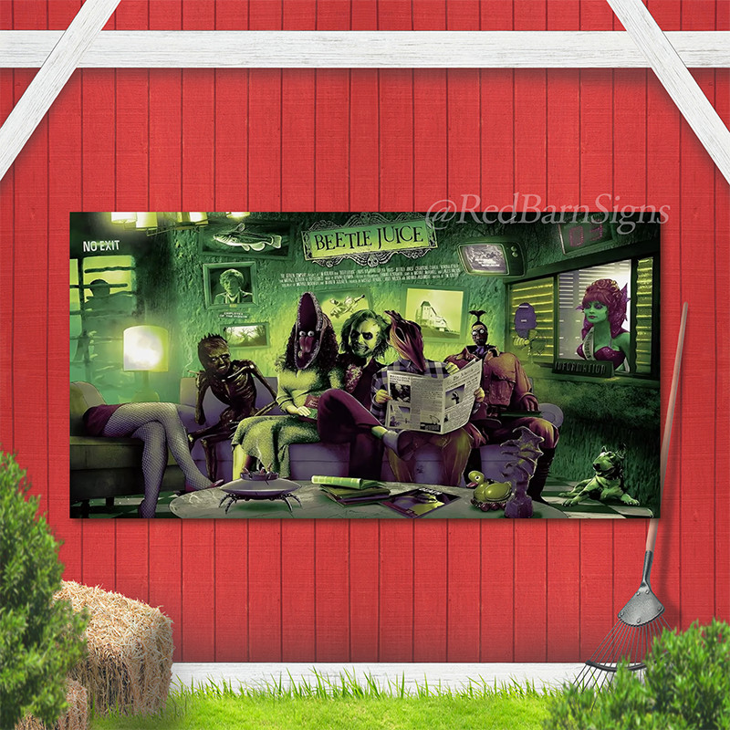 Scary Creepy Halloween Photo Backdrop Classic Movie Role Beetlejuice Banner Horr