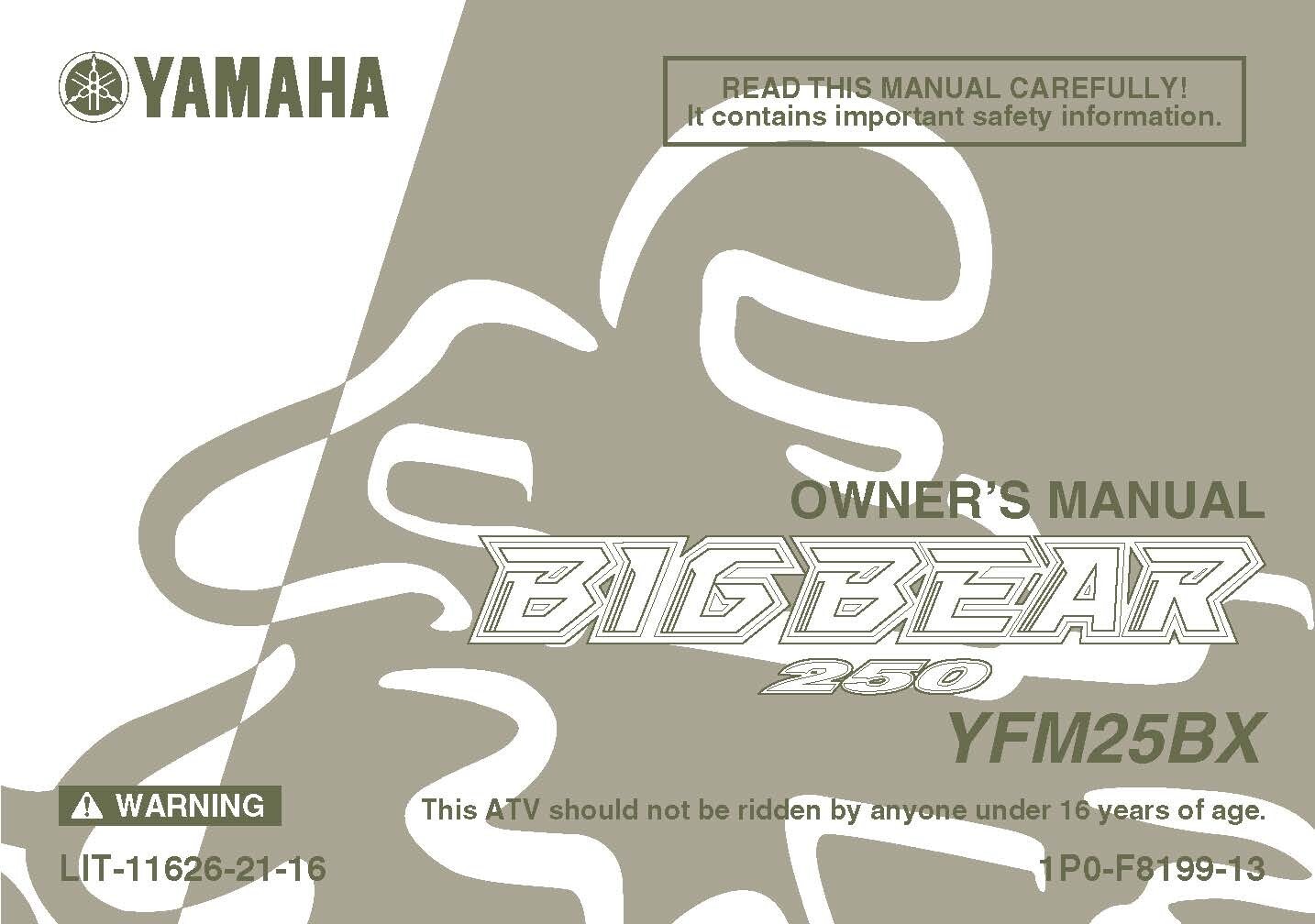 Yamaha Owners Manual Book Guide 2008 BIG BEAR 250 Yamaha Owners Manual Book Guide 2008 BIG BEAR 250