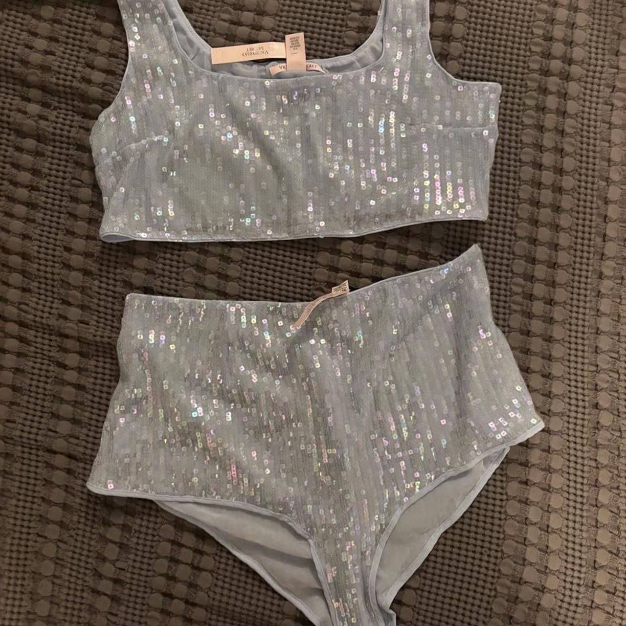 Victoria\'s Secret Sequin Shimmer Set Size XL Light Blue