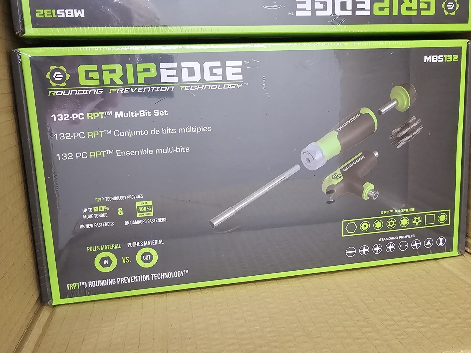 NIB  GripEdge Tools Set MBS132 132-PC R.P.T. Multi-Bit Screwdriver Grip Edge