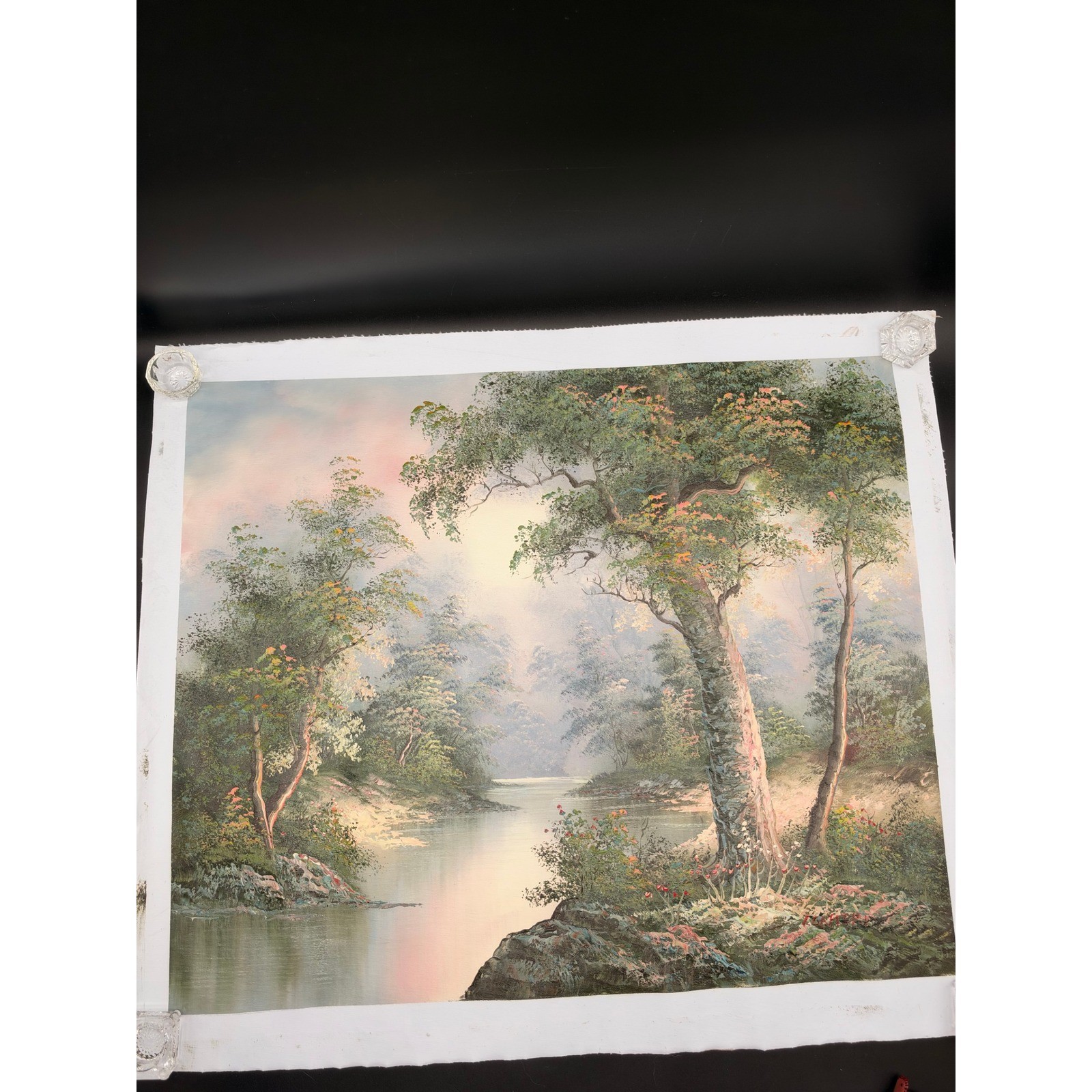 Vintage Ethereal River Scene Original Impressionist Landscape Fine Art Painting