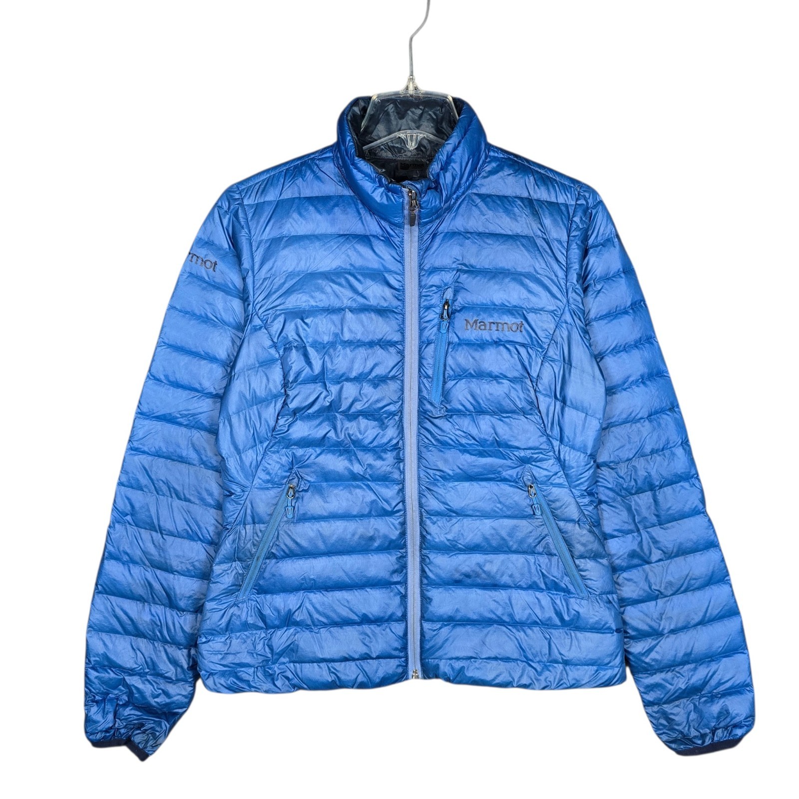 Marmot Quasar Jacket Women\'s Small 900 Fill Goose Down Blue Lightweight Full Zip Marmot Quasar Jacket Women\'s Small 900 Fill Goose Down Blue Lightweight Full Zip